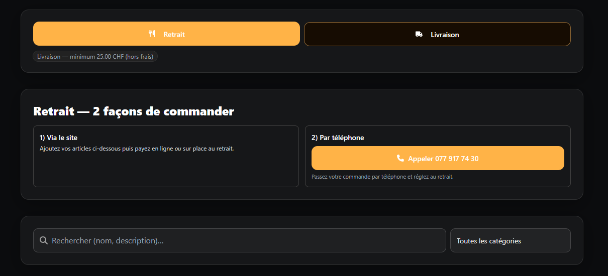 Deux façon de commander sur la page commander